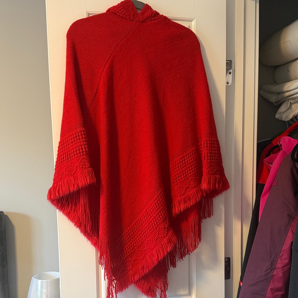 Chic Red Women's Poncho